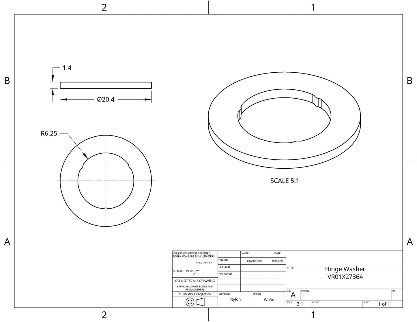 Hinge Washer VR01X27364 (5 pack)